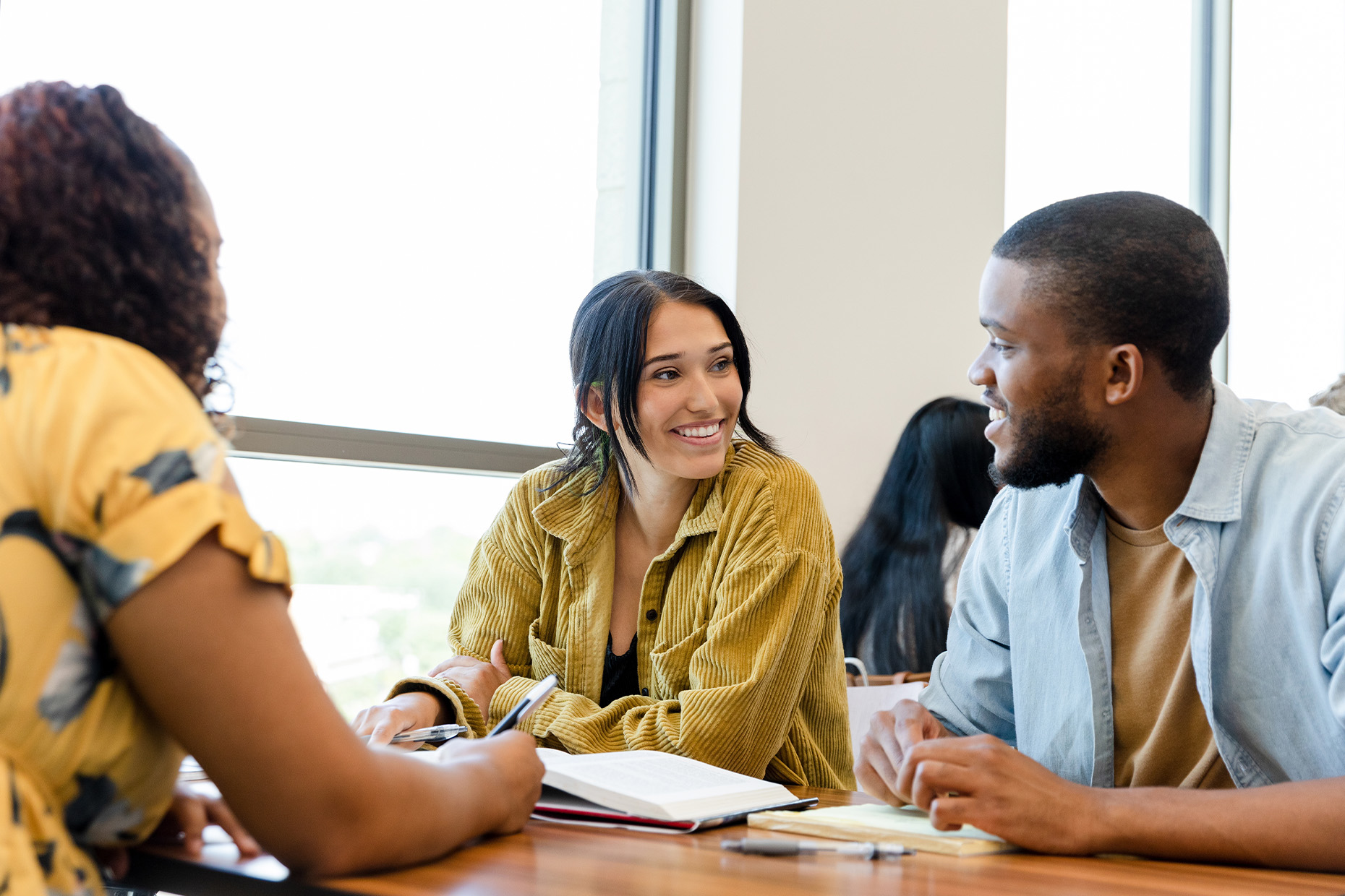 group of multicultural students in discussion