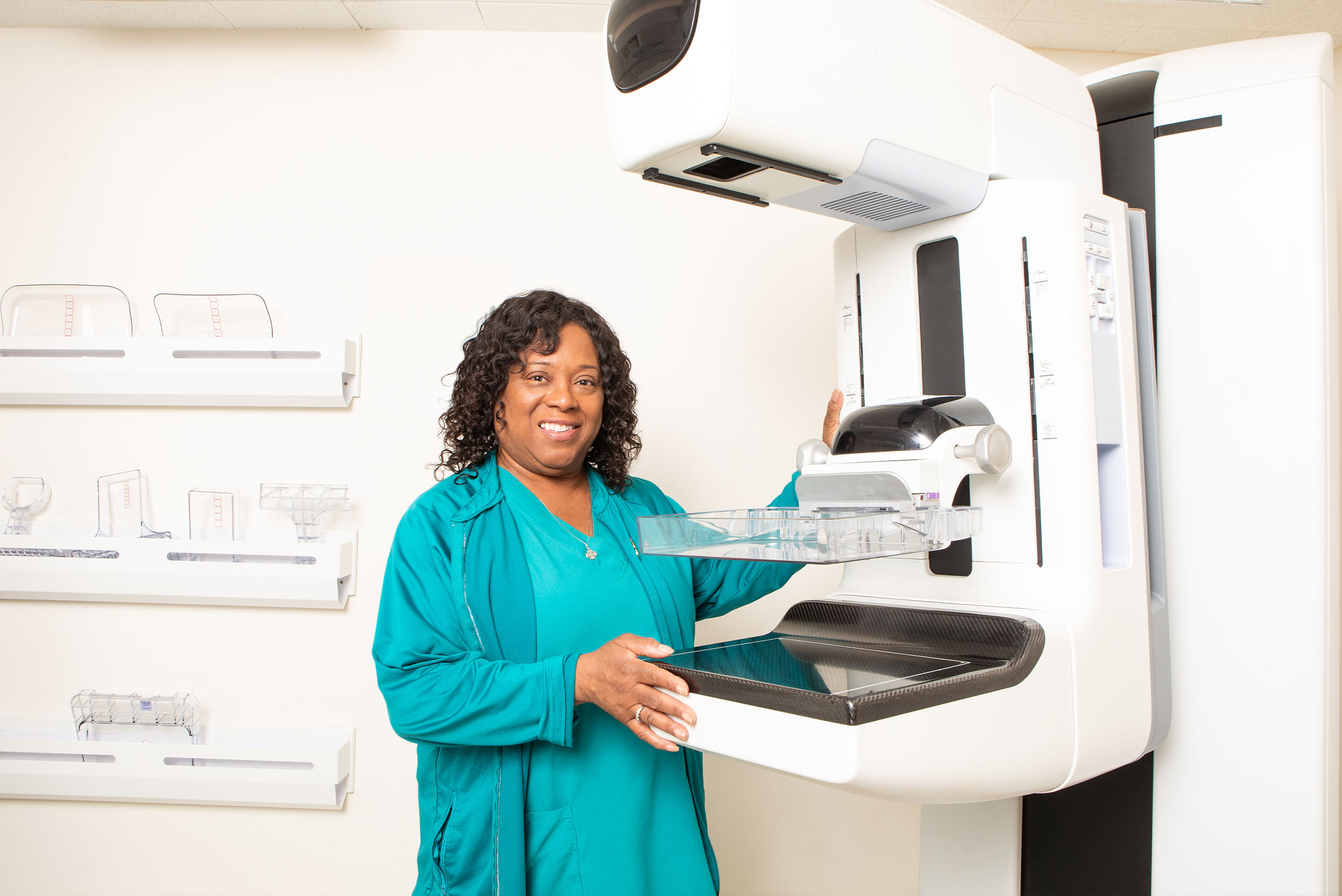 medical technologist looking at camera